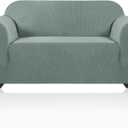 PrinceDeco Stretch Loveseat Sofa Cover Slipcover Couch Cover for 2 Cushion Sofa Washable Sofa Cover for Pets Friendly Furniture Protector Covers with Non Slip Bottom(Loveseat, Sage)