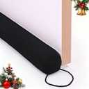 hyha 38 Inch Door Draft Stopper, Blocks Hot Cold Air with Removable Washable Cover, Gaps Up to 3 Inch, All-Season Noise and Wind Seal, Under Draft Stopper for Bottom of Door Window, Black