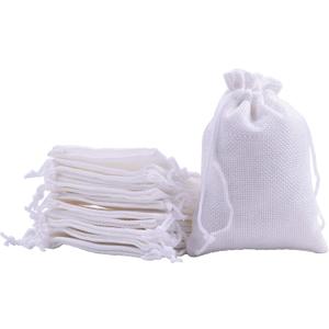 Sansam 50pcs 3.6X4.8 Inch Drawstring Burlap Gift Bags, Small Jute Jewellery Pouches, Tiny White Lining Burlap Favor Sacks For Herb, Spices, Jute Treat Bags for Christmas, Wedding, Party