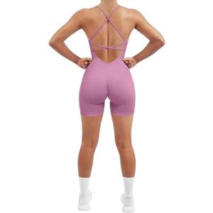 SUUKSESS Women Strappy Romper Seamless Jumpsuit Tummy Control Padded Sports Bra, Size Medium SUUKSESS Women Strappy Romper Seamless Jumpsuit Tummy Control Padded Sports Bra, Size Medium