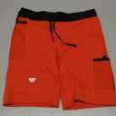 WOLACO Sprint Half Tight Compression Shorts with Phone Pocket for Men (Small, Lava (8 Inch))