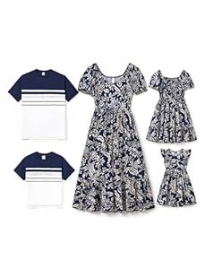 PATPAT Family Matching Outfits for Men: Daddy and Me Matching Striped Shirts Coordinated Family Outfits Matching Short Sleeve T-Shirt for Vacation- Ocean Navy Men XXL