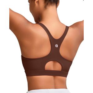 RUNNING GIRL Sports Bras for Women High Support,Racerback High Impact Grey Sports Bra Moulded Cup Workout Bra Push up (Large)