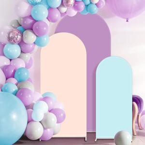 VitalCozy Set of 3 Wedding Arch Cover 4ft, 5ft, 6ft Fabric Arch Backdrop Cover Double Sided Fitted Spandex for Baby Shower Birthday Party Decoration, Frame Not Included(Mermaid Colors)