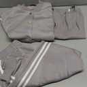 CHICME Women's Three Piece Outfits Striped Tape Patch Tank Tops Bomber Jacket with Sporty Pants Tracksuit Lounge Sets (Gray,Small)