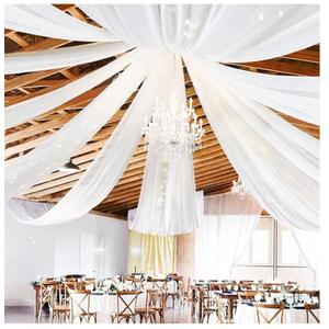 6 Panels White Ceiling Drapes for Wedding 5ftx45ft Arch Draping Fabric Sheer Curtains Voile Chiffon Drapery for Party Ceremony Stage Swag Decorations