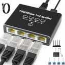 Internet Splitter 1 in 4 Out, Gigabit Ethernet LAN Splitters High Speed 1000Mbps RJ45 Ethernet Switch for Cat8/7/6/5e/5 Cable [4 Devices Simultaneous Networking]