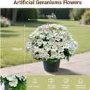 Romantic season 2 Pack Artificial Geranium Bush – Realistic 20" Faux Flowers for Indoor Outdoor Home Decor, Garden, Patio, Planter, Office, Wedding Centerpiece, UV Resistant, White