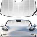Pigenius Windshield Sun Shade for Tesla Model 3 2018-2025, Tesla Model Y 2020-2026. Reflective Aluminum Film Front Window Sunshade - BLAZBLOCK