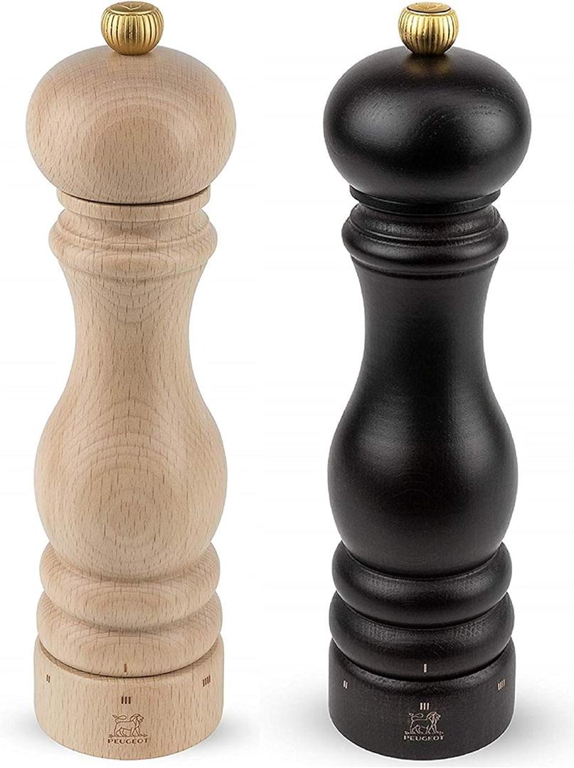 Peugeot Paris U'Select Zirlion Salt And Pepper Mill 9" Set, Natural And Chocolate
