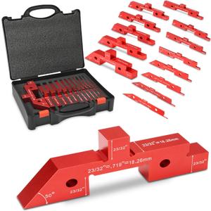 Table Setup Blocks for Woodworking, 14pcs Aluminum Alloy Precision Set up Bars, Precision Height, Depth, Angle & Fence Alignment Gauge Set - Router and Saw Accessories with Storage Case