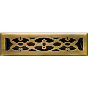 HVAC Premium 2" X 10" Luxury Victorian Floor Register Grille with Dampers - Luxury Contempo Decorative Grate - HVAC Vent Duct Cover - Antique Brass