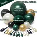 Dark Green Black Balloon Arch Double Stuffed Emerald Hunter Green, Pearl White Sand Gold Balloon Garland Kit for Birthday Wedding Anniversary Bridal Baby Shower Graduation Party Decoration
