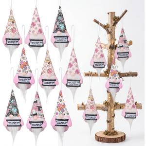 Suncalla 15 Set Teacher Appreciation Gifts for Women Gnome Tree Hanging Ornaments Gifts Bulk Pink Plush Hanging Tree Pendant Home Decoration for Teacher Holidays Party Favors, 5 Styles
