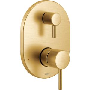 Moen Align Brushed Gold M-CORE 3-Series 2-Handle Shower Trim with Integrated Transfer Valve, Valve Required, UT3290BG