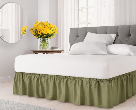 Wrap Around Dust Ruffle Bed Skirt – Sage Green - Made for Full Size Beds with 15 in. Drop – Easy Fit Elastic Strap - Pleated Bedskirt with Brushed Fabric - Wrinkle Free, Machine Wash - by CGK Linens QC Wrap Around Dust Ruffle Bed Skirt – Sage Green - Made for Full Size Beds with 15 in. Drop – Easy Fit Elastic Strap - Pleated Bedskirt with Brushed Fabric - Wrinkle Free, Machine Wash - by CGK Linens QC