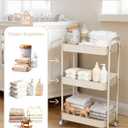 Fortella Baby Diaper Caddy, 3 Tier Rolling Storage Cart for Baby Essentials, Diaper Cart with Detachable Dividers, Storage & Baby Bottle Organizer, Nursery Dresser for Bedroom, Living Room (Taupe)