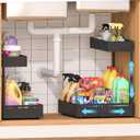 REALINN 2 Pack Expandable Under Sink Organizers and Storage, 2 Tier Under Cabinet Organizer, Heights Adjustable Pull Out Rack for Kitchen Bathroom Laundry, Black