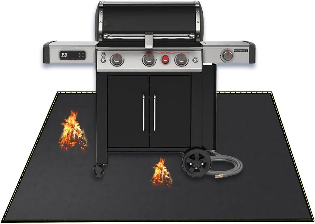 40x60 Inch Under Grill Mat for Outdoor Grill Deck Patio Protector Extra Large Silicone Fireproof Waterproof Oil-Proof Fire Pit Matt BBQ Barbecue Pad