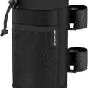 Belinous Scooter Cup Holder for 8-32oz Bottles, Wheelchair Walker Water Bottle Holder for UTV Roll Bar Bike e-Bike Golf Cart and Boat, Drink Holder with Net Pockets and Hook and Loop Straps (1 PC, Large)