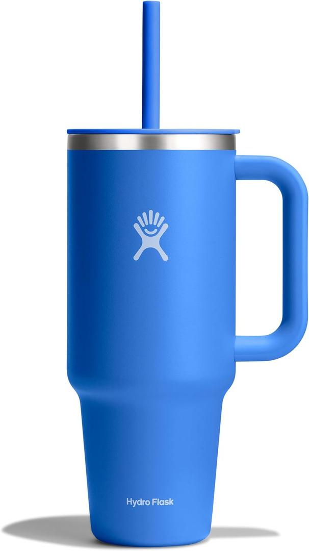 Hydro Flask Travel Tumbler with Handle, Lid and Straw - Insulated Stainless Steel in 40 Oz Cascade