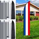 Gisafai 2 Sets Feather Flag Pole Kit Swooper Flutter Flag Hardware Pole Portable Flag Pole Holder with Ground Stake and Bag for Business Storefronts Advertising Outside (12 ft)