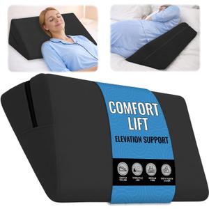 sokoro Bed Wedge Pillow for Sleeping, Triangle Pillow, Acid Reflux, Gerd, After Surgery, Back Support, Body Positioners for Pregnancy, Adults, Seniors to Elevate Head, Knee, Legs (Black, 24x14x7 in)