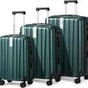 Hanke Luggage Sets 3 piece Carry On Luggage with Wheels PC Hard Shell Suitcases Lightweight Checked Travel Luggage Large Travel Suitcase Woman Men 20/24/29 Inch(Blackish Green), 3 Piece Set20/24/29