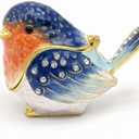 Robin Bird Jewelry Trinket Boxes Hinged Ring Box.Collectible Bird Figurines Home Decor Gifts for Women.Necklace Rings Earrings Organizer.