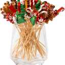 240 Counts Christmas Cocktail Picks Christmas Tree Snowflake Snowman Santa Claus Reindeer,4.7in Bamboo Cocktail Toothpicks Fruit Food Appetizer for Christmas Party Decorations 2024
