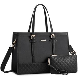 LOVEVOOK Laptop Bag for Women 17.3 inch Canvas Laptop Tote Bag, Large Capacity Work Bag with Clutch Purse, Computer Bag Office Business Briefcase, Casual Handbag for Travel College Teacher School