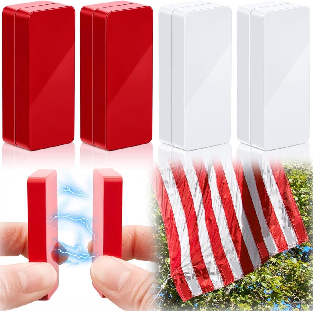 Copkim 8 Pcs Outdoor Flag Weights Magnetic for Bottom of Flag Wind Banner Weights Waterproof for Stopping Outdoor Banner Drapery Tangles (Red,White)