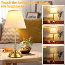 Gold Table Lamps Set of 2, Touch Control &3-Way Dimmable,Vintage Brass Bedside Lamps with LED Bulbs for Nightstands Bedroom Living Room Office
