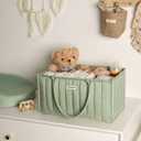 Blissful Diary Baby Diaper Caddy Organizer, Stylish Storage Basket for Newborn Essentials and Diaper Station, Gift for Baby Shower and Registry Must-Have, Sage Green
