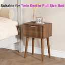 LAATOOREE Nightstands Set of 2, Small Fluted Side Table, Bedside Table with Solid Wood Feet; Modern Mid-Century End Table for Bedroom, Small Space