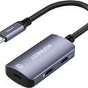 USB C to AR Glasses with Charging Adapter Enables Multi-Screen Enhanced 3D 4K@60Hz PD 100W Compatible for iPhone 15/16 Viture/Rokid/Xreal AR Glasses (Dual USB C)