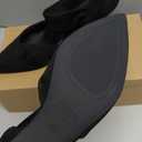 Coutgo Womens Low Kitten Heel Dress Shoes Pointed Toe Slip on Ankle Strap Cutout Elegant Party Wedding Pumps (10, Black)