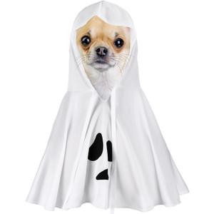 Halloween Dog Ghost Costume White Dalmatian Pet Costume with Hats Ghost Costumes for Dogs Cats Pet Cosplay Cape Halloween Cats Clothes for Party Decorations (Small)