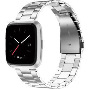 Wearlizer Stainless Steel Compatible for Fitbit Versa/Versa 2, Ultra-Thin Lightweight Replacement Bands for Women & Men