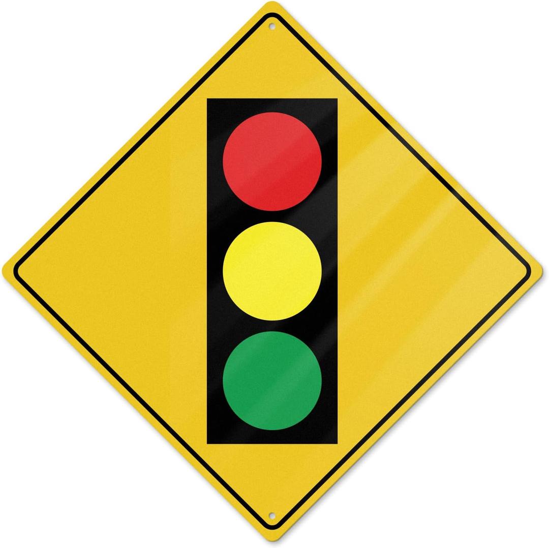 Traffic Light Signs 12 12 Inch Aluminum Pre-Drill Hole Crossing Signals Waterproof Metal Warning Signal