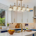 ZILANL 8 Lights Pendant Lighting Fixtures, Retro Brass Chandeliers, Gold Island Lights for Kitchen Island, Dining Room