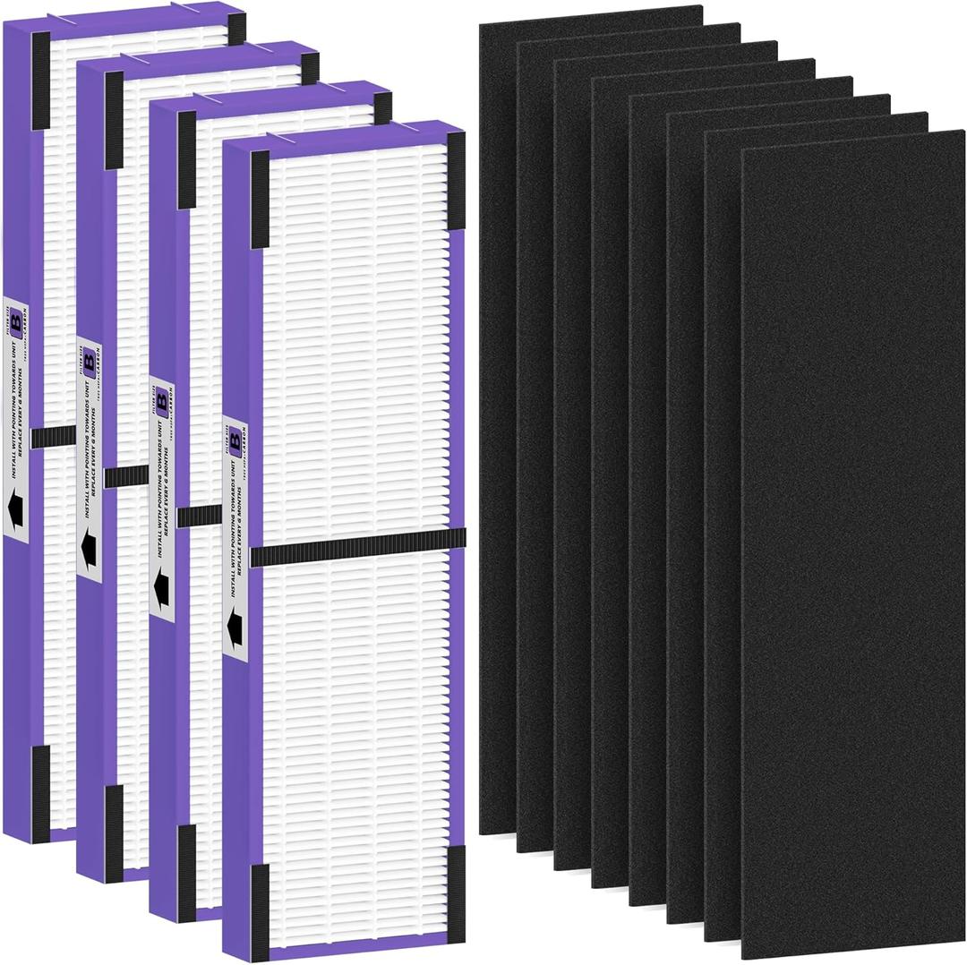 FLT4850PT HEPA Filter B Pet Replacement Compatible with G-Guardian AC4825, AC4300, AC4900, AC4825DLX, AC4850, CDAP4500 Air Purifier, 4 H13 True HEPA Filters + 8 Activated Carbon Pre-Filters, Purple