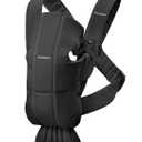 BabyBjrn Baby Carrier Mini, Black, Woven | Newborn Carrier (7-25 lbs), Ergonomic, Easy-to-Use