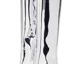 MissHeel Metallic Chrome Stiletto Knee High Fashion Boots with Side Zipper (9, Silver)