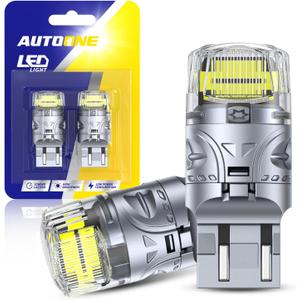 AUTOONE Upgraded 7443 7440 LED Bulb White for Backup Lights, 500% Super Bright & 360 High Luminous, T20 7441 LED Replacement with Projector for Reverse Tail Brake DRL Signal Parking Lights, Pack of 2