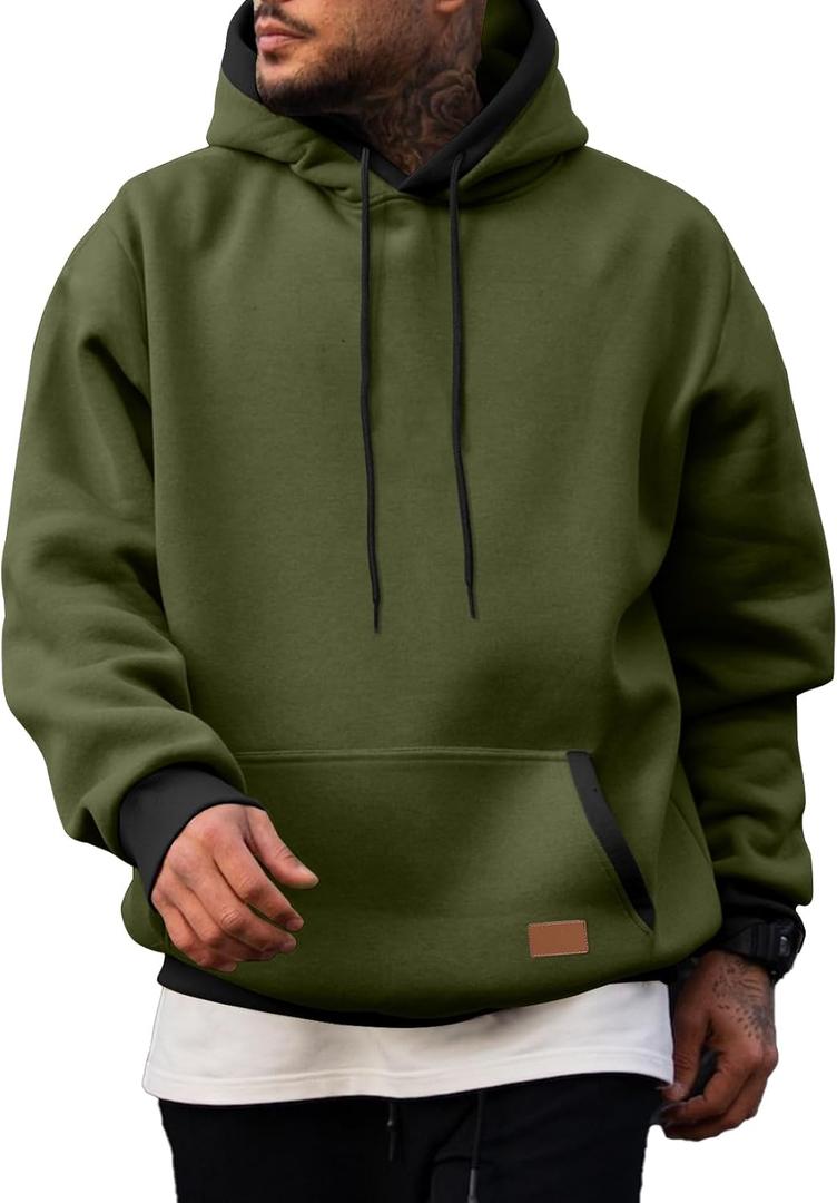 JMIERR Men's Cotton Casual Hoodies Sweatshirts Fashion Long Sleeve Drawstring Fleece Pullover Hoodie with Pockets, Medium