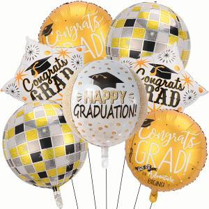 2 x Graduation Cap Balloon Grad Balloons for Class of 2026 Party Decorations (White)