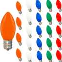 25 Pack C9 LED Christmas Light Bulbs, Multicolor Replacement Bulbs, C9 Outdoor String Lights Replacement Bulbs, C9/E17 Candelabra Base, 0.6 Watt
