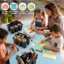 6 Pack Classroom Caddy Organizer with Handle, Table Caddy Classroom | 4 Compartments, 9×6.3×6.7 inches, Thick Durable PP Plastic, Built-in Handle, Stackable Design, for Classroom Desk Office Home
