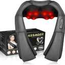 Shiatsu Electric Massager with Heat - 3D Kneading Pillow for Neck, Back, Shoulder, Muscle Pain Relief - Office, Home, Car Use - Fits Parents (Gray-button)